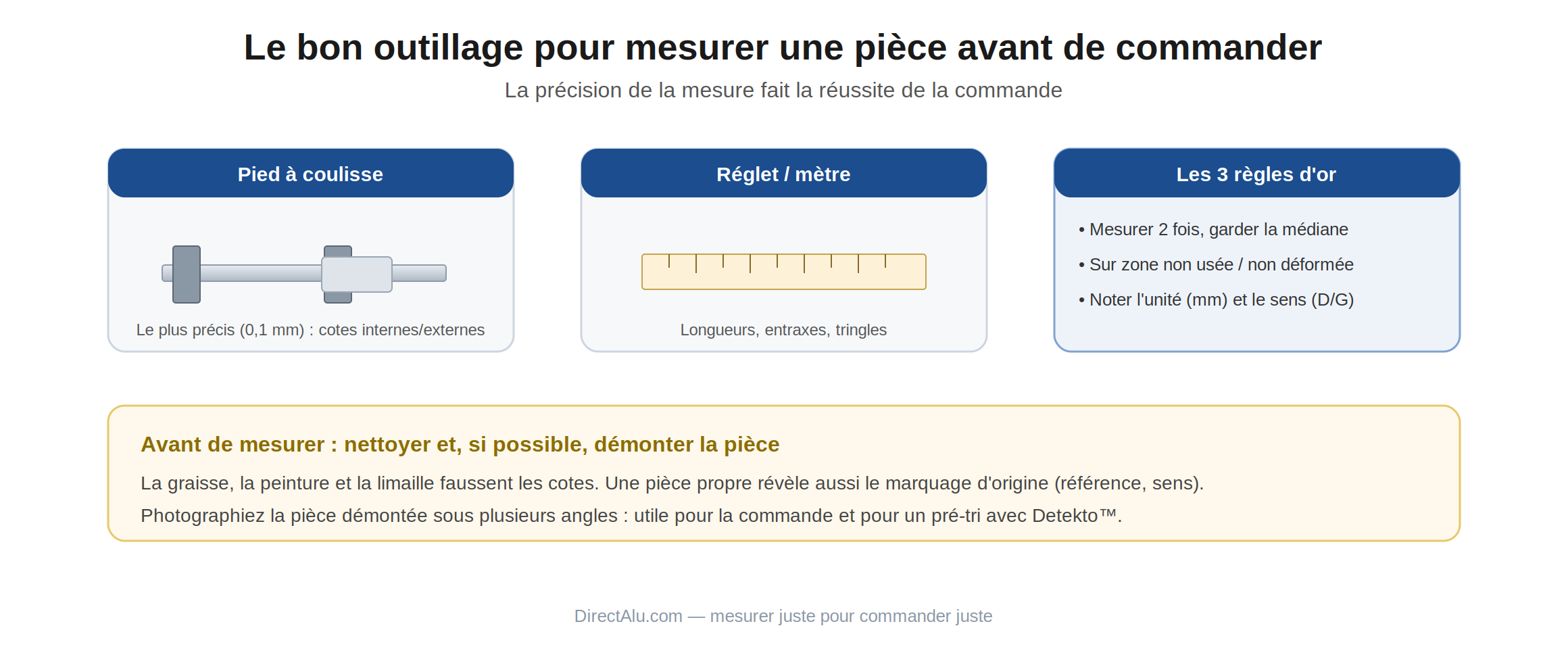 Outillage de mesure pour une pièce de quincaillerie alu